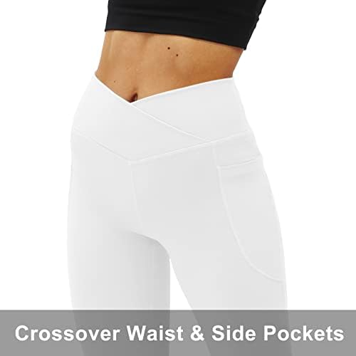 Copyleauro ženske jogo hlače sa džepovima-V crossover visokog struka bootcut joga gamaše-flare Work Work Gym
