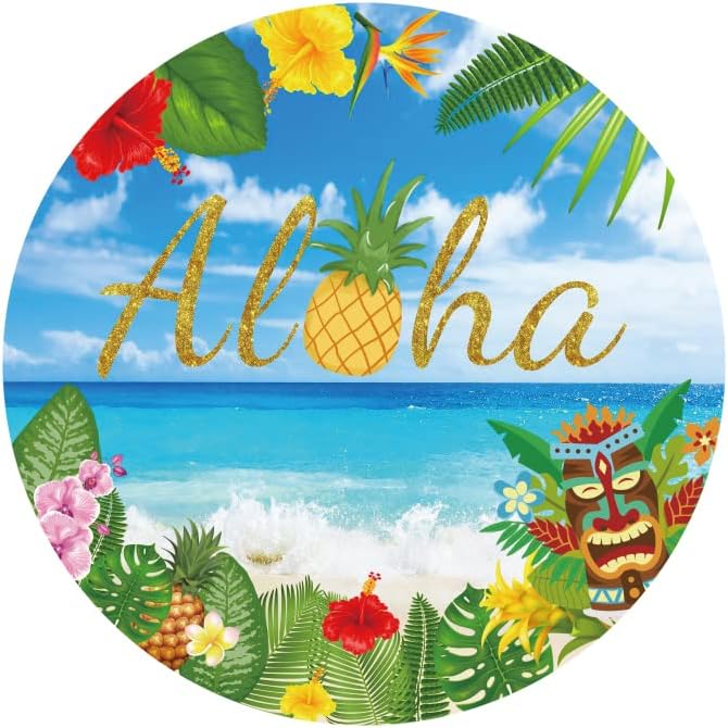 Yeele 6.5x6. 5ft Aloha okrugla pozadina ljeto tropsko cvijeće plaža fotografija pozadina Tiki ukrasi