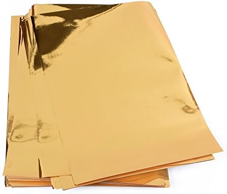EWTShop® 25 listova metalik papir, zlatni papir za foliju, zlatna folija, sjajni zlatni papir za zanat, 8.27