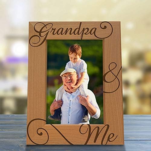KATE POSH deda i ja gravirano prirodno drvo okvir za slike, Volim te deda, Dan bake i dede, najbolji deda ikada,