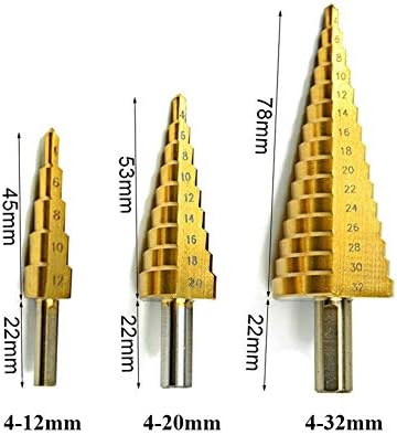DIY Step Drill Metrički Spiralni žljeb glodalica u obliku Pagode sa središnjim bušilicom 4-12