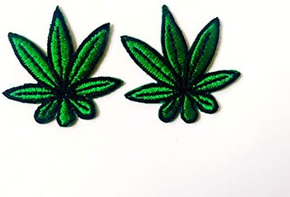 Set 2 sićušna mini zelena kanabis marihuana listovska jakna Majica SEW Gvožđe na izvezenom patcku sa aplikacijama