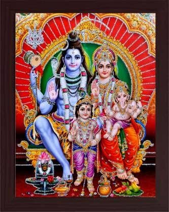 Shiv Parivar BholenathPavac foto okvir Pooja Photo Religiozna slika Hindu Bog i Boginja Veličina 16x13