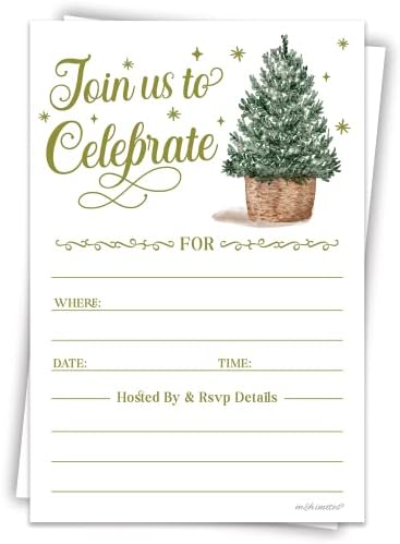Božićne pozivnice - akvarelno drvo - Pozvot za odmor sa kovertama - Zimske slavlje pozivnice