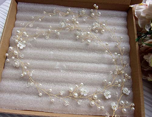 YERTTER Floral Wedding Bridal Crystal Handmade Pearl Headbands za svadbene zabave perle Hair Vine