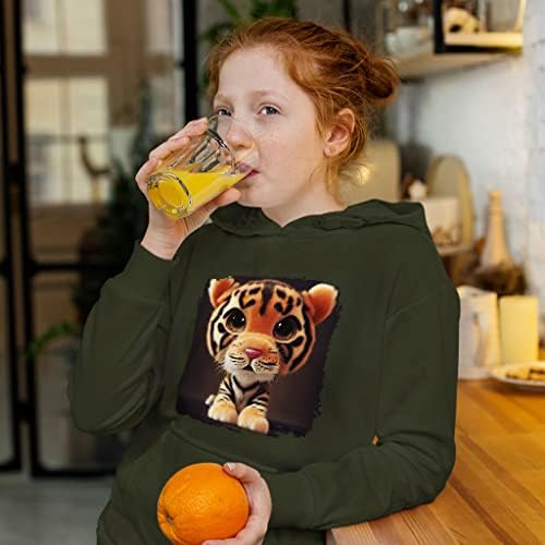 Slatka životinjska dječja sunđera Fleece Hoodie - Tiger Kids 'Hoodie - zoološka hoodie za djecu