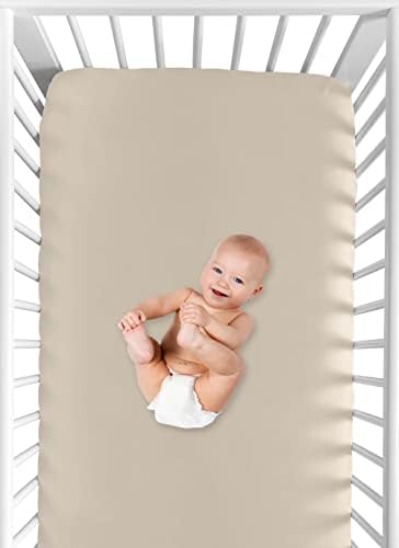 Sweet Jojo dizajn Bež djevojka opremljena lima kreveta ili dječjeg kreveta za bebe ili toddler - čvrsta boja