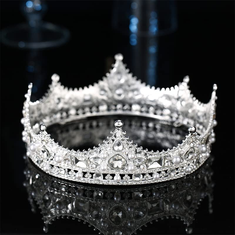 JORCEDI King Crystal vjenčanje Tiara Vintage Rhinestone kruna trake za kosu za rođendan Prom Pageant Party