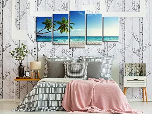 Wieco Art 5 paneli Ocean Sea plaža platnena zidna umjetnost za uređenje doma plavo more umjetničko