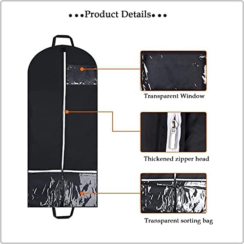 2pcs Black poliesterska torba za prašinu, prozirna torba, torba za pohranu odjeća, torba za