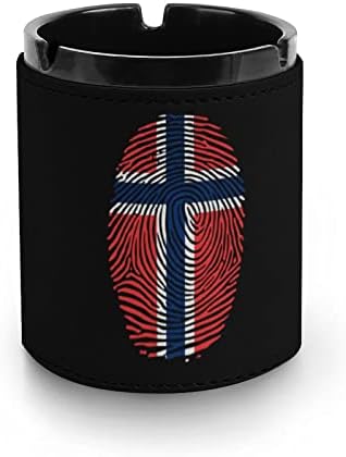 Norveška zastava otiska prstiju PU kožne pepeljare cigarete Držač za ladicu za pepelom za kućnu kancelarijsko