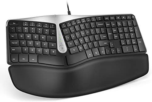 Nulea ergonomska tastatura, žičana Split Tastatura sa osloncem za zapešće i dlanove, sa dvostrukim USB