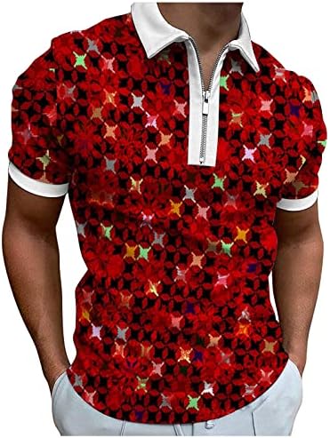 Muška Dress Shirt Spring Top muški rever kratkih rukava ljeto i majica sa patentnim zatvaračem Print Muška