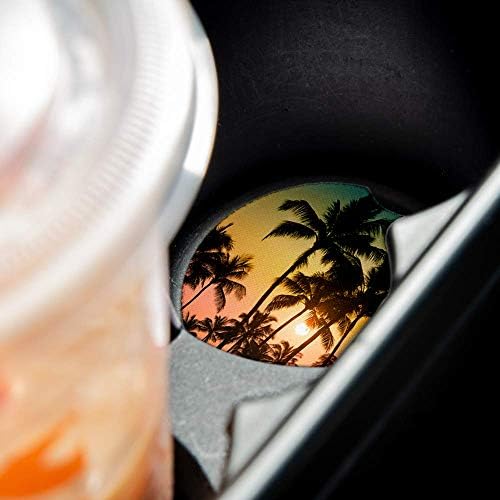 Palm Tree Sunset | Auto podmetači za piće Set od 2 / savršena Auto dodatna oprema sa upijajućim