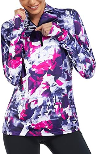 Tanst Sky Womens Upf 50+ Košulje za zaštitu od sunca Dugih rukava polu-zip rupa za palfe Golf