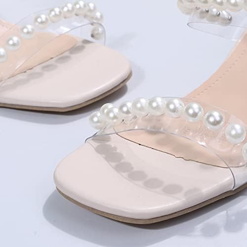Ženski klizni papuče Ljeto Dame Modni ljetni biseri Prozirne PVC Chunky visoke pete Sandale i papuče Aqua