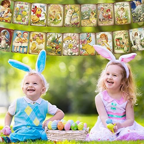 Uskrsni ukrasi bebe baner za uskrsnog dana, 18pcs retro sretan uskršnji baner Hang Bunting Garland Decor