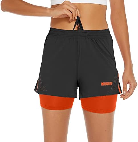Moveup Womens Trkene kratke hlače 2 In1 Brzo suho vežbanje Sportske teretane Yoga kratke hlače sa džepovima