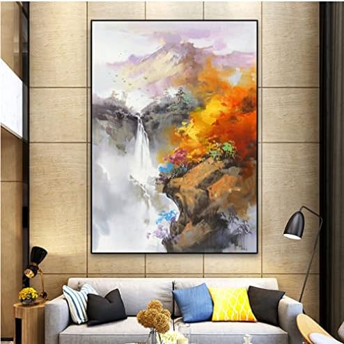 Jfniss ručno oslikana uljana slika na platnu - apstraktne šarene planine i rijeke Ručno obojene, velika
