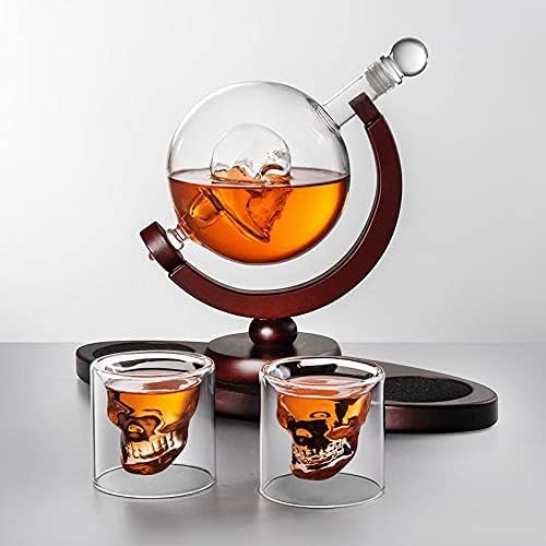 PFKGHNT set dekantera za viski sa 2 čaše za viski - sa unutrašnjim dizajnom lobanje dolazi sa drvenim