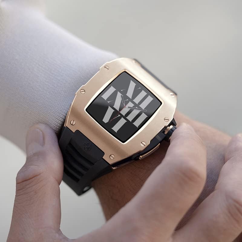 CNHKAU Titanium čelični modifikacijski komplet za Apple Watch 7 45 mm futrola od nehrđajućeg čelika