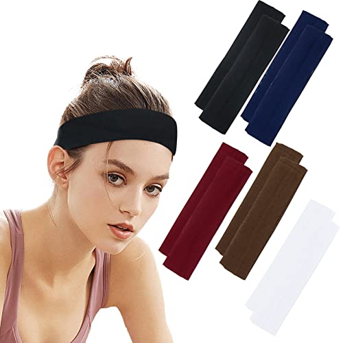 DonLeeving 10 pakovanja trake za glavu za žene jednobojne boje neklizajuća glava Wraps Thin Workout Yoga