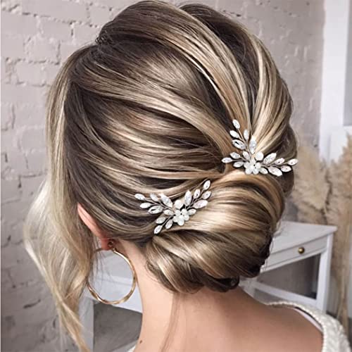 Flatser Wedding Pearl Flower igle za kosu Silver Crystal Bride hair Piece Bridal Wedding Hair