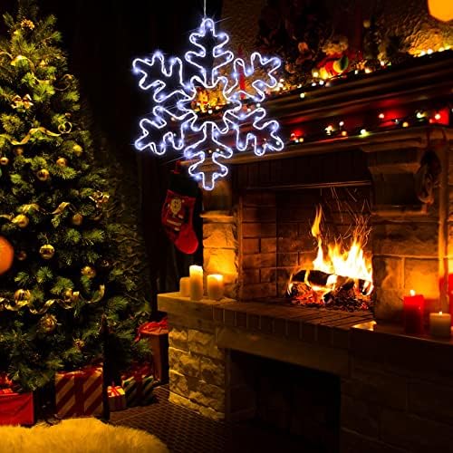 Božić viseća svjetla za pahulje 11.8 u LED bijeli Božić prozor silueta svjetla na baterije Božić pahuljica