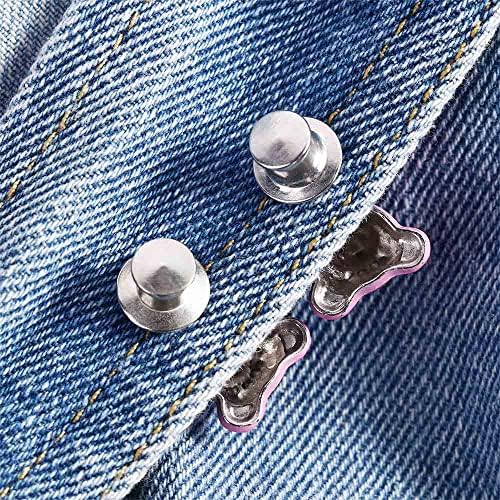 8 PAR medvjeda gumba, gumb zatezanje, klipovi gumba, uklonjiva podesiva gumb za struk Snap Tack za Jeans