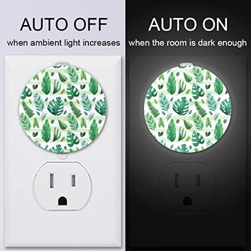 2 paketa Plug-in Nightlight LED noćno svjetlo sa senzorom sumraka do zore za dječiju sobu, rasadnik, kuhinju, Tropski list zeleno