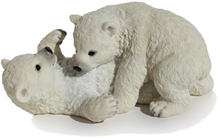6,25 inča polarnih medvjeda mladunci igraju ukrasnu statua figurine, bijela