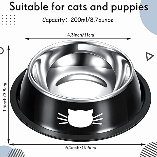Hillban 10 pakovanja Zdjela za mačke posude za hranu i vodu od nerđajućeg čelika sa gumenom bazom