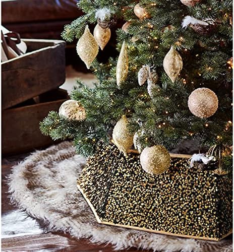 Mjartoria Christmas Ogrlica 33 inča, zlatni sjajni prsten od drveća, kvadratna suknja za božićnu