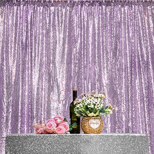 JYFLZQ zavjese u pozadini sa šljokicama lavande 4ft x 6.5 ft 1 Panel Glitter Photo Booth pozadine