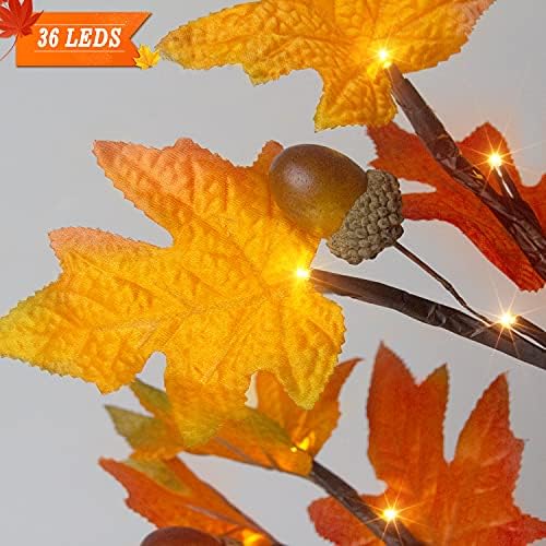 FastDeng 1.5Ft lampica javorovo-umjetno jesen svjetlo, tajmer 36 LED toplo bijela jesenska stolna stabla svjetla