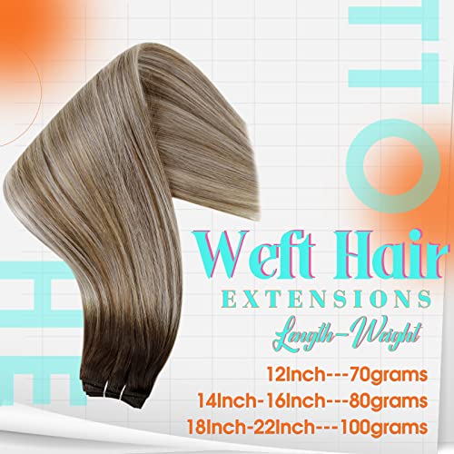 Hetto Weft Hair Extensions Human Hair Sew in Weave 3/8/22 22 Inch 100g & amp; Tape in Hair Extensions