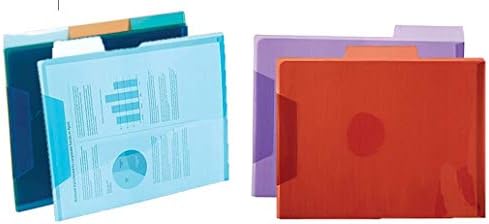 1intheoffice Plastic file Folders, Poly file Folders, Translucent Poly file Folders, 1/3-cut, Top Tabs, letter