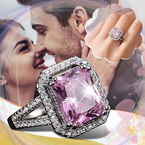 2023 New Exquisite Pink Diamond Geometric Square Edge Classic prsten Dame Dame Jewelry Poklon Kćeri prsten iz