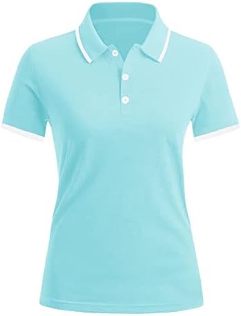 Luyaa polo majice za žene Golf majice kratki rukav ovratnik V rect t majica dugme dolje tunični