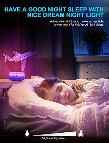 Lijepo Dream Airplane noćno svjetlo za djecu, 3D Plane Illusion lampa, 16 boja koje se mijenjaju daljinskim