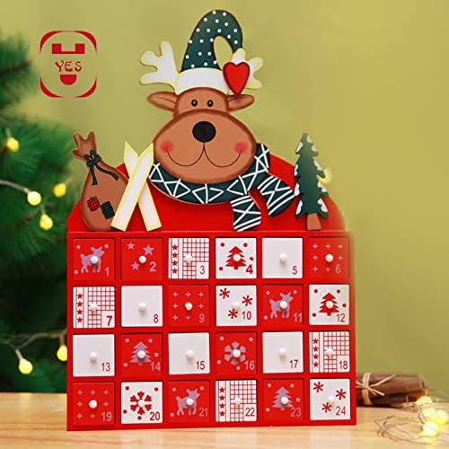 NC 24 ladice drveni Božić Advent odbrojavanje kalendar Božić uređenje doma kutija bombona