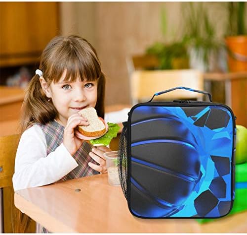 ALAZA Cooler kutija za ručak 3D Košarka Crash plava rasvjeta zid izolovana torba za ručak Tote