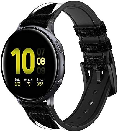 CA0176 Anonimni muškarac u crno odijelo kože i silikonske pametne trake pametnog sata za Samsung Galaxy Watch,