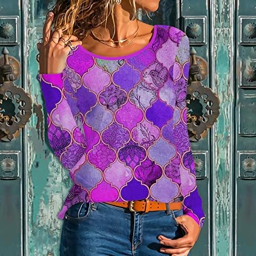 Patchwork dukserica Ženska Leopard plaćene geometrijske majice za ispis dugih rukava Ležerne prilike