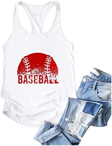 Bejzbol Tank Tops za žene ljeto Osnovni Racerback Vest Top Casual rukav Tops Muscle Shirt Funny Graphic workout