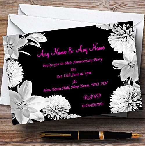 The Card Zoo zadivljujuće cvijeće ljiljana crna ružičasta bijela zabava za vjenčanje personalizirana.