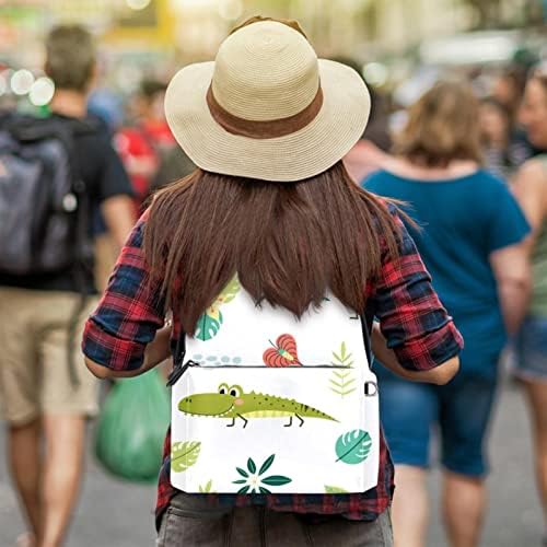 Tbouobt kožna putni ruksak lagani laptop casual ruksak za žene muškarci, crtani cvijet životinja crokodil