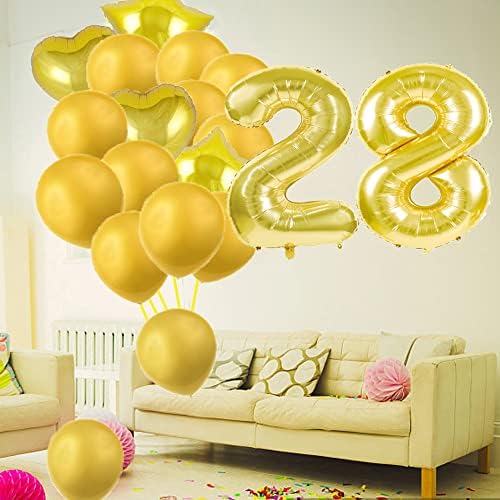 Sweet 28. rođendanski ukrasi za zabavu, zlatni broj 28 baloni, 28. folija milar baloni Latex balon ukras, odlični