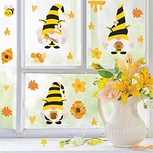 Naljepnice pčelinjeg patuljka dekor,43 komada uklonjive proljetne ljetne naljepnice za pčelinje prozore