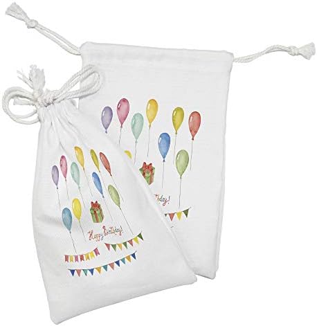 Ambesonne rođendanska torbica set od 2, akvarel set za slavne zastave BOX BALLOONS i sretne najbolje